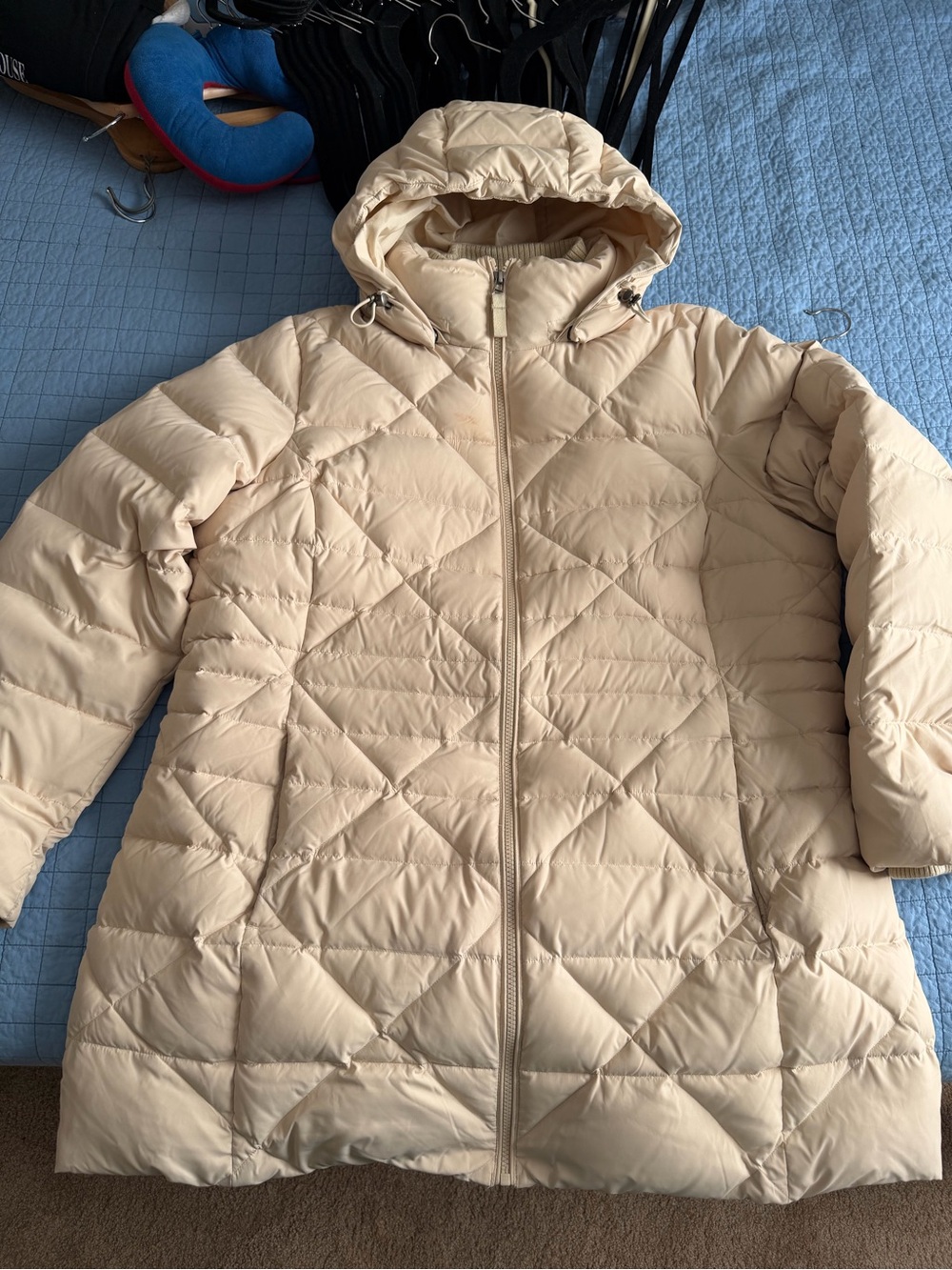 Lands' End Women's Hooded Quilted Puffer Coat - Light Beige